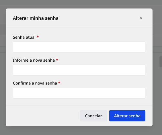 Janela Alterar minha senha