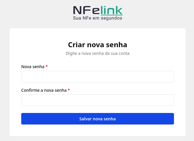 Tela Criar nova senha