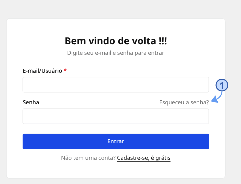 Janela Recuperar senha