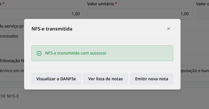 Resultado da emissão