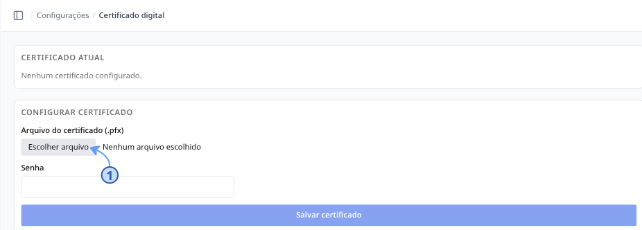Tela Certificado digital
