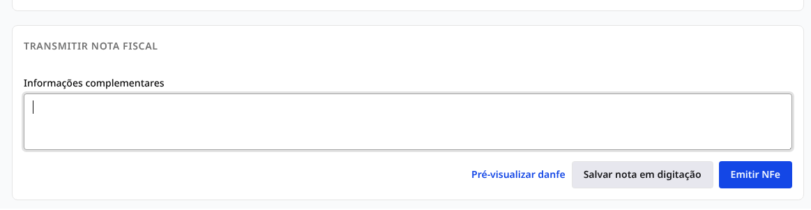 Seção Transmitir Nota Fiscal